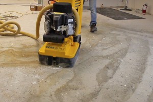 Grinding off carpet glue